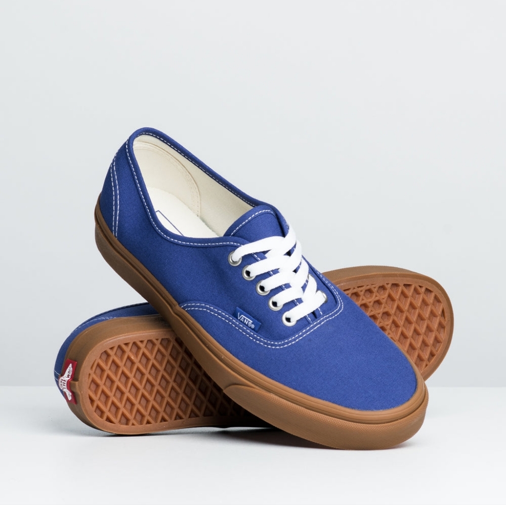Vans Blue Canvas Sneakers with Gum Sole